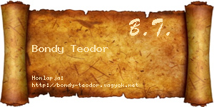 Bondy Teodor névjegykártya